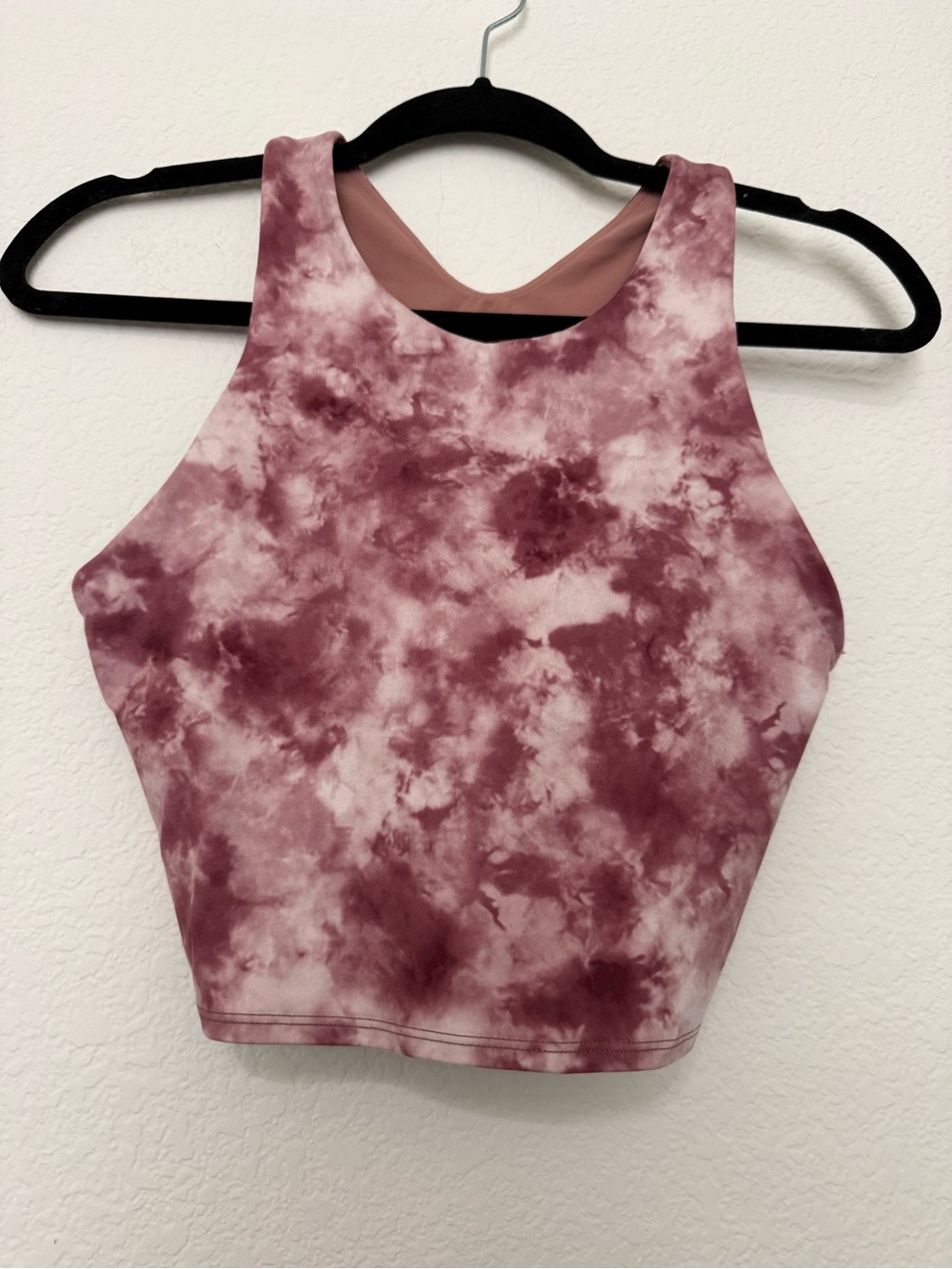Athleta Tie-Dye High Neck Crop Tank Top - Maroon/Dusty Rose